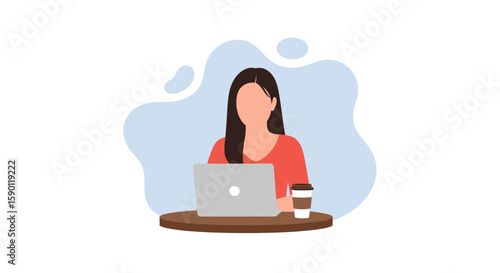 Woman working on laptop, perfect for websites, blogs, or social media posts about remote work, freelancing, or productivity.