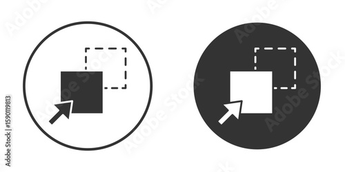 Drag and drop icon vector graphics in black and white color