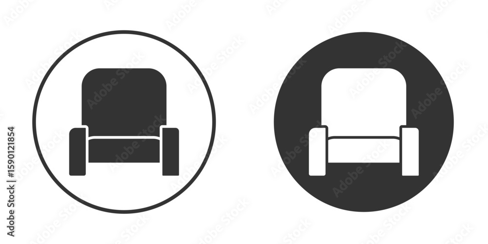 Cinema seat icon vector graphics in black and white color Cinema seat icon vector graphics in black and white color