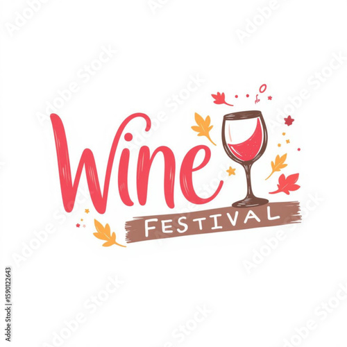Wine Festival concept with decorative elements and autumn leaves  