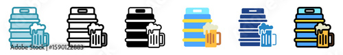 Beer Keg multi style, mini illustration icon set. outline, flat, glyph, line color, dual tone. vector for UI, UX, app, web, digital or print. Related to lifestyle, relaxation, drinks, pub and bar.