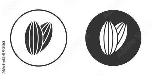 Almond icon vector graphics in black and white color