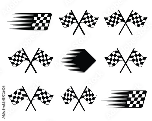 racing flag design black white motion streaks symbols