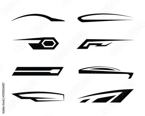 automotive design elements, black and white modern styling