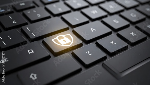 Wallpaper Mural Computer keyboard with security icon Torontodigital.ca