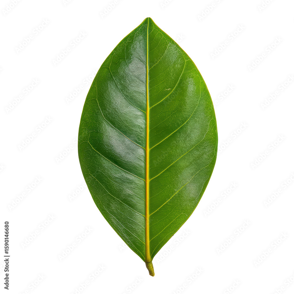 Obraz premium Studio Magnolia Leaf Showing Smooth Leather Sheen and Elegant Evergreen Hue, with Transparent Background