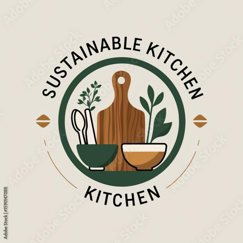 Eco friendly cooking logo design for culinary brands and sustainable kitchenware product marketing use