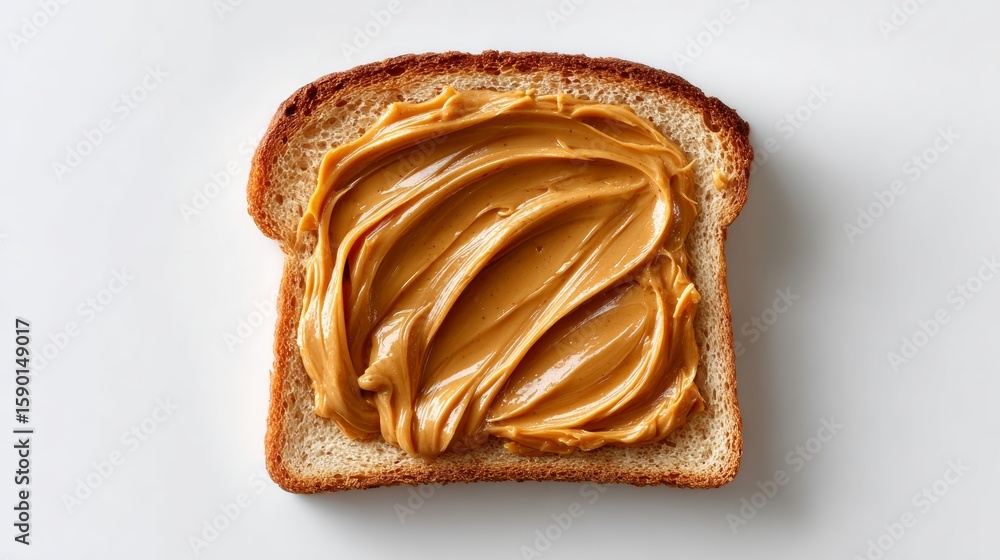 Fototapeta premium Slice of bread with peanut butter on it