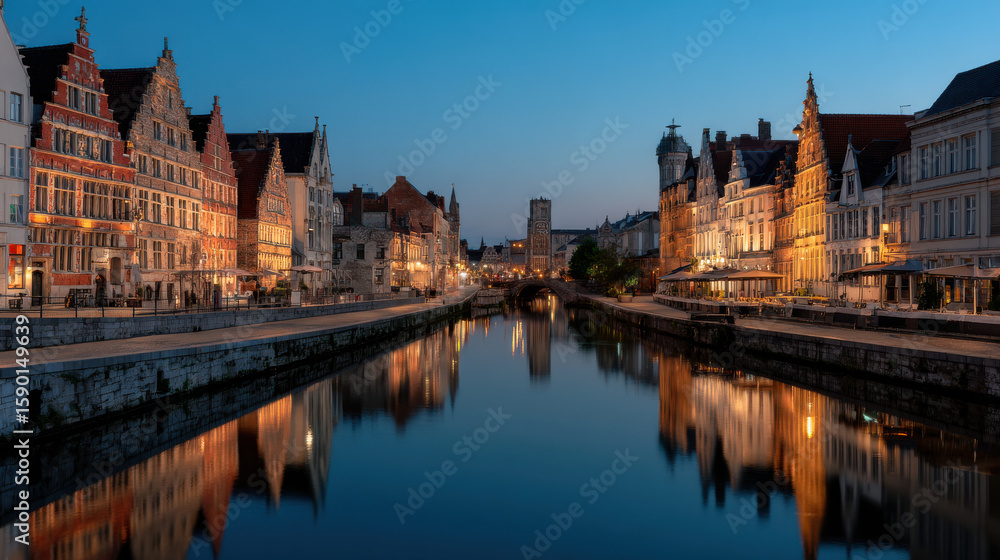 Obraz premium breathtaking nighttime view of european capital city showcasing its iconic skyline illuminated against starry sky