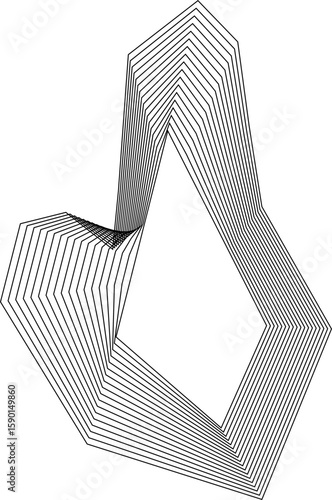 Irregular squared design composed of concentric square lines with hollow center and layered geometric structure.