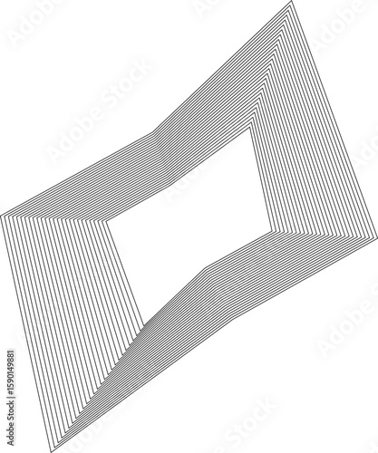 Sharp minimalist shape composed of concentric square lines with hollow center and angular geometric contour.