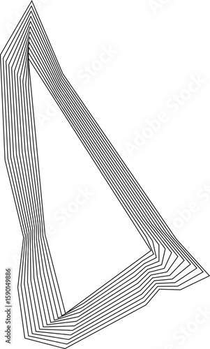 Modern art shape composed of concentric square lines with hollow center and geometric design movement.