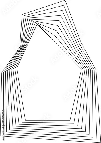 Organic square form composed of stylized concentric lines producing a flowing linear texture and natural geometric balance.