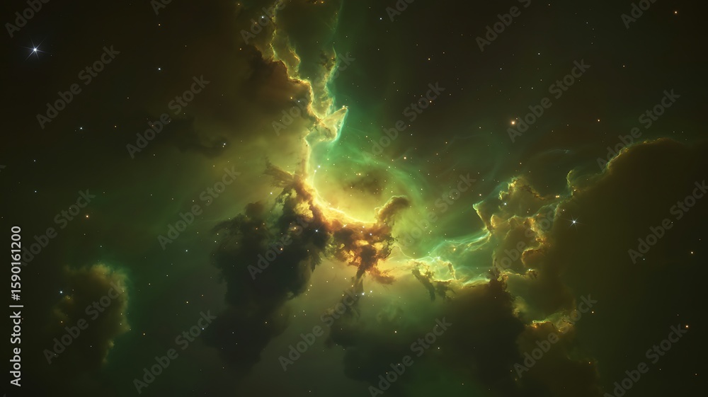 Fototapeta premium Glowing cosmic gas clouds with distant stars nebula