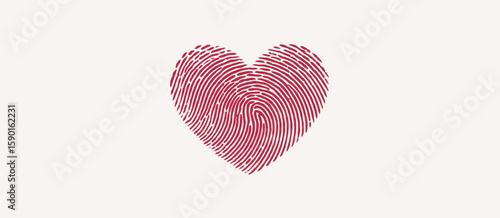 A red fingerprint forming a heart shape on a light background