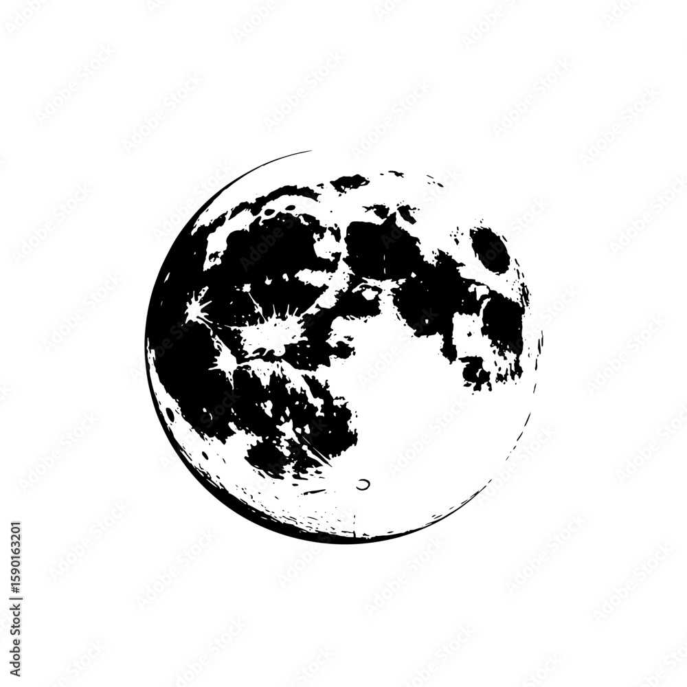 full mon black silhouette vector, Simple silhouette Design vector icon with white background