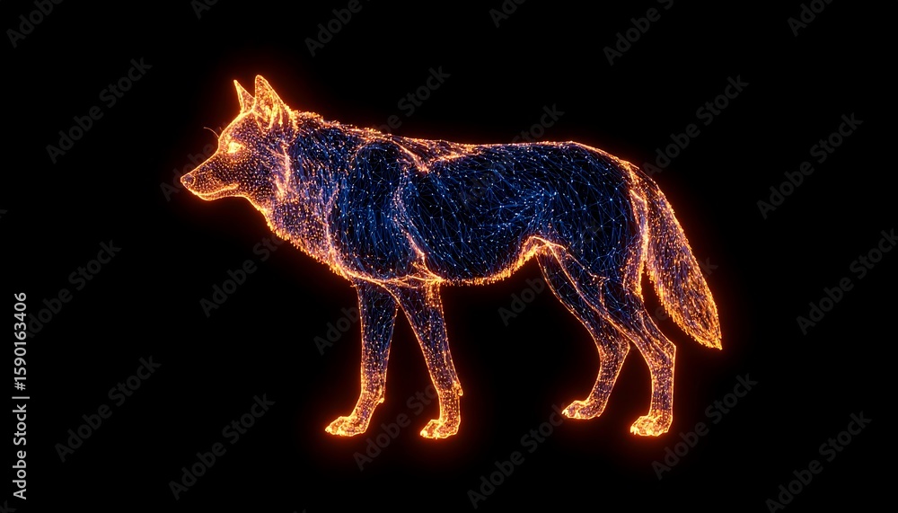 custom made wallpaper toronto digitalDigital wolf, glowing, abstract