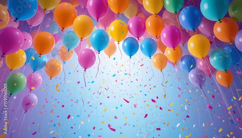 Colorful Balloons Confetti Party Celebration Background

