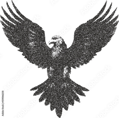 Eagle y2k retro stipple art bird brutalist halftone vector png transparent, flight 2000s photocopy effect tattoo aesthetic