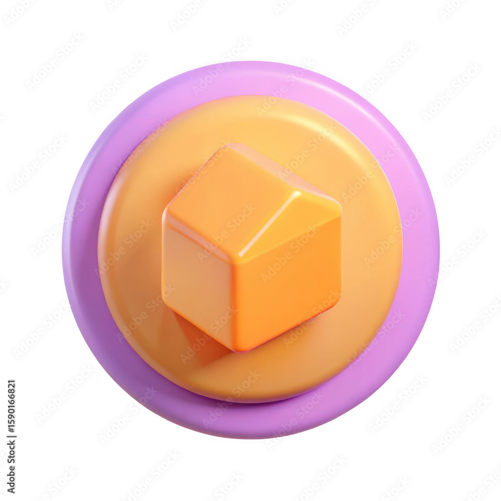 Fototapeta premium 3d abstract geometric shapes with orange cube isolated on transparent background