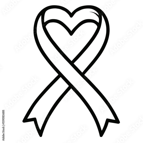 Heart Shaped Awareness Ribbon Vector - Symbol of Support and Solidarity
