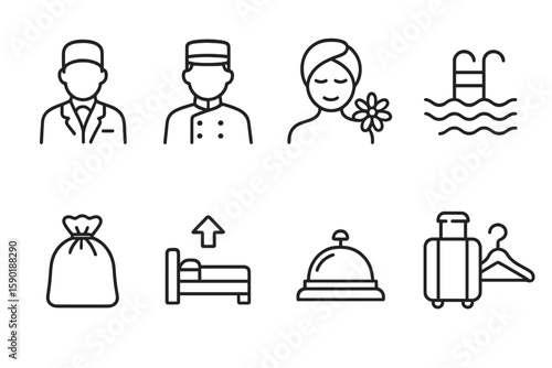 Travel and tourism linear icon set. perfect for vacation and hospitality themes