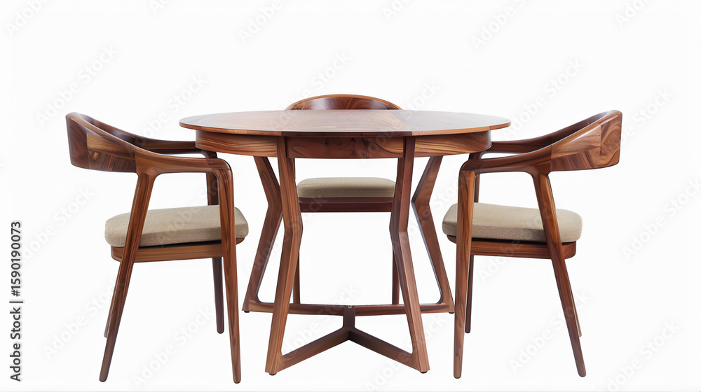 A modern wooden dining table and chair furniture set a minimalist interior design A modern wooden dining table and chair furniture set a minimalist interior design