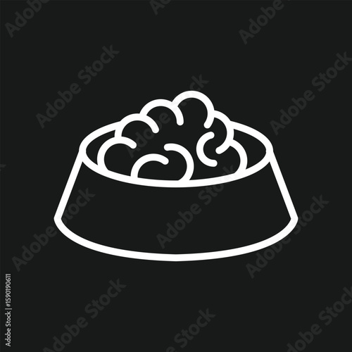 Pet Food Bowl Icon with Dry Kibble for Dog and Cat Nutrition and Animal Care