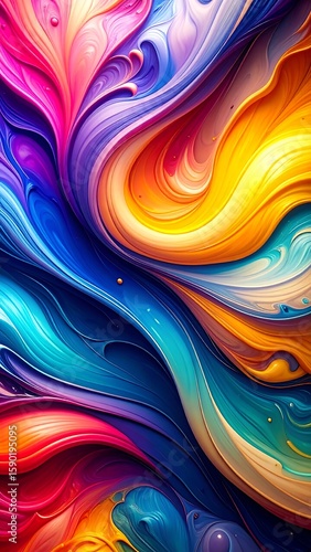Abstract paint swirls in vibrant colors