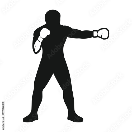 Boxer Throwing Right Hook Silhouette – Powerful Punch in Motion