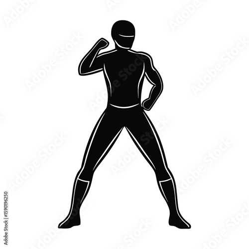 Karate Silhouette – Defensive Blocking Stance in Side Profile
