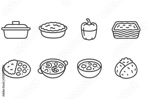 Food, cuisine line icon set. simple, outline icons for cooking, meal illustrations