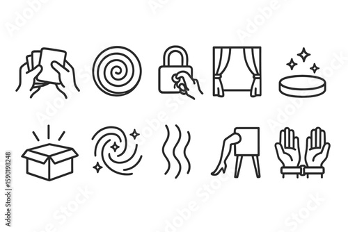 Magic and black magic outline icon set. mystical symbols, witchcraft, wizard icons