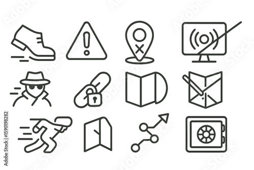 Wallpaper Mural Security, navigation outline icon set. travel, safety, location symbols collection Torontodigital.ca