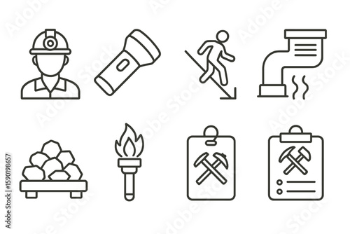 Industrial safety icon set. flat style for workplace safety and hazard awareness