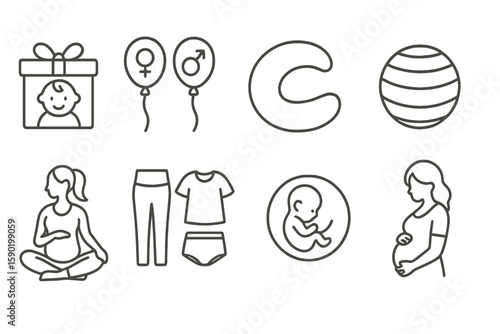 Pregnancy, maternity line icon set. expecting motherhood, baby planning icons collection