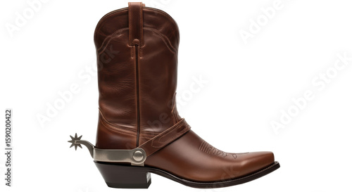 Photos Isolated Leather Cowboy Boot with Spur