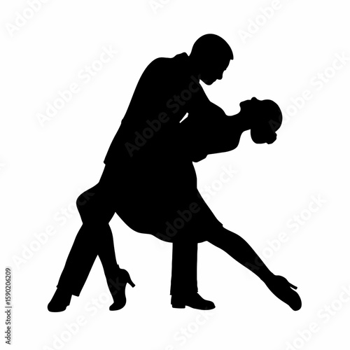 Dancing Couple Silhouette in Elegant Pose