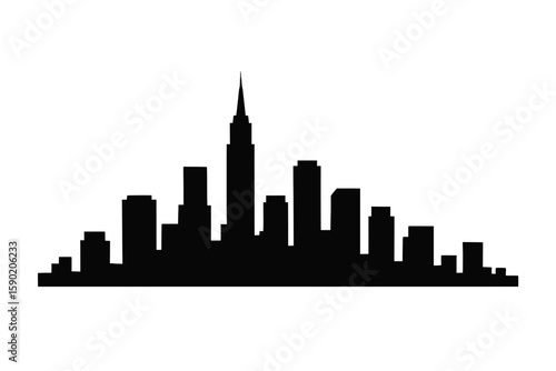 City Skyline Silhouette on White Background