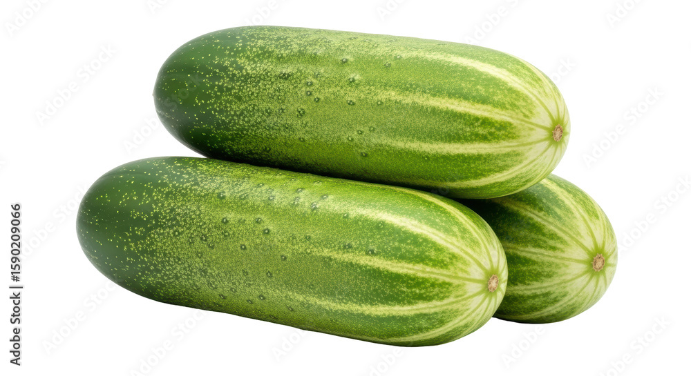 Isolated Three Green Cucumbers Isolated Three Green Cucumbers