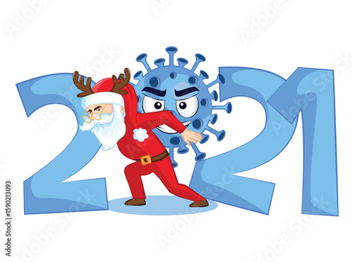 Healthy new year poster. New normal life 2021. happy new year poster.