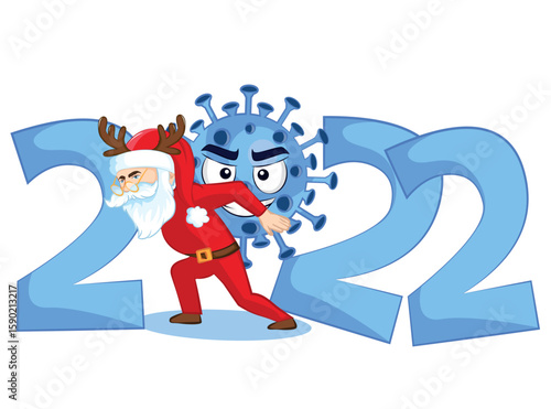 Healthy new year poster. New normal life 2022. happy new year poster.