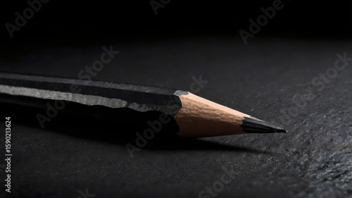 Single Pencil on Black Background with Dramatic Lighting