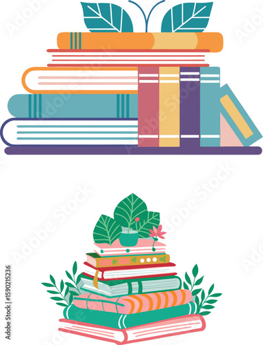 Flat illustration of book set