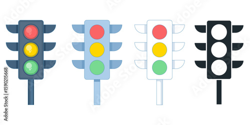 Traffic Light icon set vector. Urban safety. Safety signals for driving, transportation, and city traffic. Traffic lights maintain the smooth flow of traffic.
