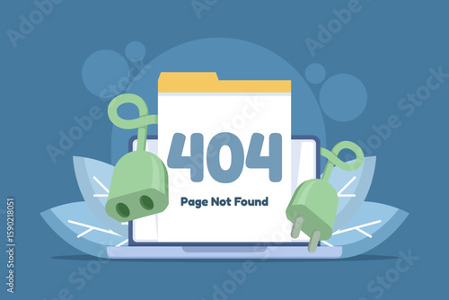 Page not found concept. Illustration of a laptop with a 404 display. Network error 404. For the landing page template, Set Landing page template, 404 error page.
