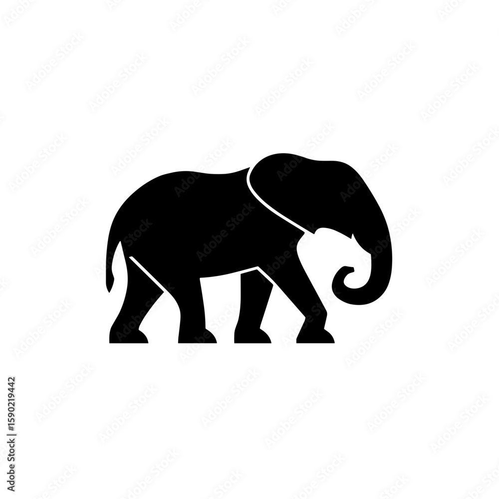 Fototapeta premium A stylized vector icon of an elephant walking in profile. 