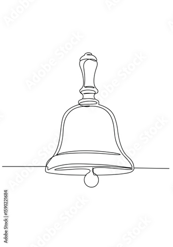 Simple outline drawing of a bell on a flat surface  