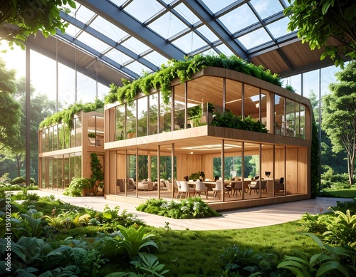 Wallpaper Mural Modern sustainable office building in a lush environment Torontodigital.ca