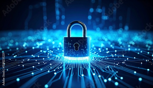 Wallpaper Mural Secure digital lock.  Abstract circuit Torontodigital.ca